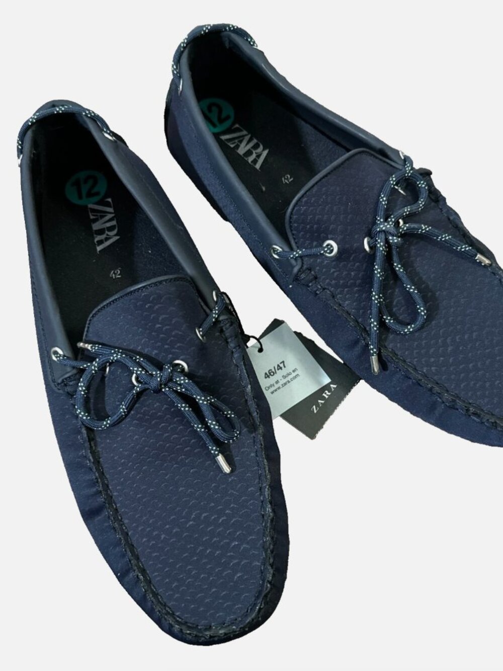 NEW Zara Men's Indigo Blue Lace Up Loafers Flats Grip 12 42